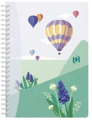 Caiet Oxford Horizons, A5 60 file, spira dubla, scribzee, Ecolabel, coperta flexibila, pagina info personale, patratele, diverse modele